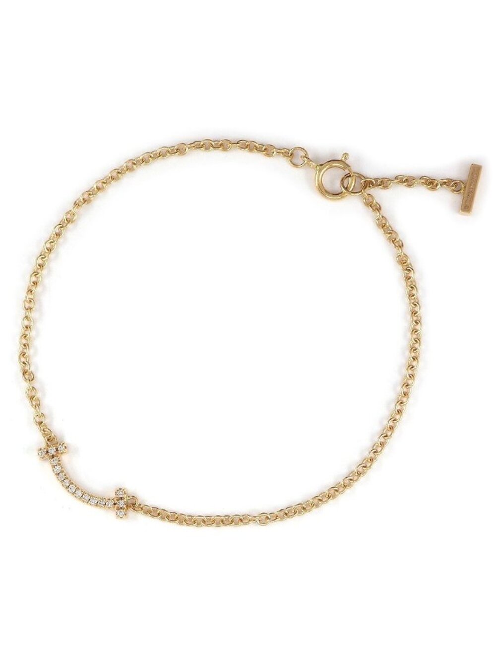 Tiffany & Co Bracelet T Smile Mini Micro Diamond Total 18k Pink Gold